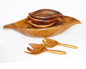 Bol en bois décoratif fait à la main motif feuille bol en bois exclusif cadeaux de mariage bol - Product Image 3