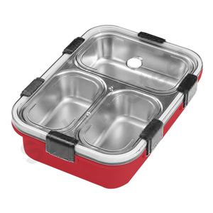 Red Deluxe Eco Friendly Stainless Steel Tiffin <b>Lunch</b> <b>Box</b> Polished Metal Camping Food Carrier with Lock Unique <b>Lunch</b> <b>Box</b> - Product Image 2