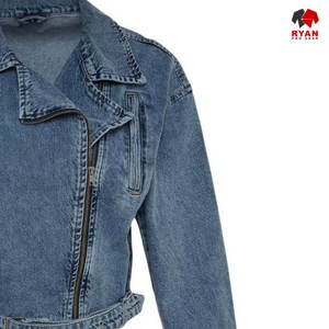 แจ็คเก็ตยีนส์ดีไซน์เฉพาะของ Ryan Pro Gear สำหรับผู้หญิง ปิดด้วยซิป ผ้าระบายอากาศ พร้อมโลโก้แบบกำหนดเอง - Product Image 4