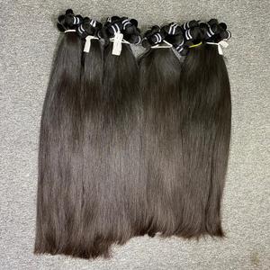 Venta al por mayor de extensiones de cabello Remy de Vietnam de alta calidad paquetes rectos de doble dibujado con para cutículas frontales de encaje alineados - Product Image 5