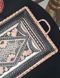 ถาดเสิร์ฟทองแดงแท้พิมพ์ลายดอกไม้สีพาสเทลสำหรับผลไม้และขนมหวาน - Product Image 2