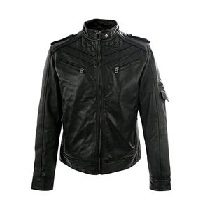 Cuirs blouson Vintage noir en cuir véritable pour homme, coupe Slim, Biker, service OEM - Product Image 1