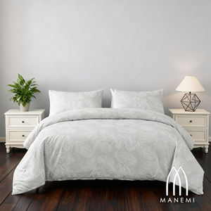 Ensemble de housse de couette zippée 100% polyester à motif végétal avec taie d'oreiller, doux et respirant pour un sommeil confortable, usage domestique - Product Image 2