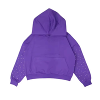 Fabricants personnalisés 500gsm fermeture éclair lavage à l'acide araignée impression logo surdimensionné strass noir 1.1 vêtements à capuche pour hommes