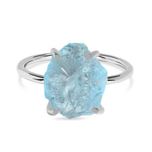 แหวนพลอยอความารีนหยาบสีเงินสเตอร์ลิง925 - Product Image 2