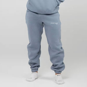 Haute qualité 100% coton pantalons de survêtement femmes doux polaire couleur bleu uni Joggers avec Logo personnalisé vêtements décontractés pantalons pantalons - Product Image 4