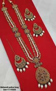 INDIAN TRADITIONAL and <b>FASHIONABLE</b> COPPER <b>JEWELLERY</b> BRIDAL WEDDING <b>JEWELLERY</b> SET for WOMEN EARRINGS and NECKLACE SET - Product Image 6