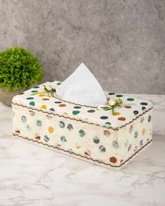 Mdf de madera blanco con caja de pañuelos de diseñador fábrica de artesanías sheeri - Product Image 1