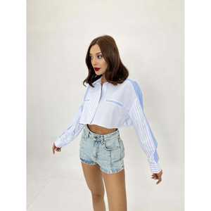 Camisa de Popelina Azul 7081 con Top Corto, Elemento de Moda - Product Image 2