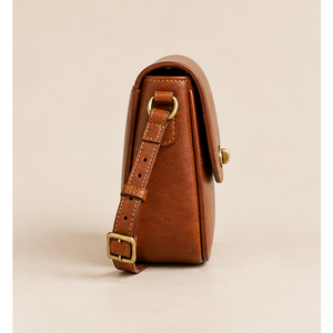 Bolso Bandolera de Cuero Vacuno de Grano Completo Vintage, Duradero, con Cremallera, Color Coñac, Forma Cuadrada Redondeada, Logotipo Personalizado, OEM, ODM, Venta al Por Mayor 2026, para Mujer - Product Image 2