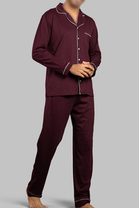 Pyjama en satin de soie 100% luxueux et respirant pour homme, chemise de nuit à boutons, pantalon de détente - Product Image 4