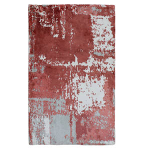 Alfombra de seda con telar a mano con estampado abstracto moderno hecho a medida rojo marfil plata pila media rectángulo uso doméstico antideslizante Oficina - Product Image 1