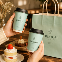 Vasos de Papel con Aislamiento de Doble Pared Impresos Personalizados para Café Caliente, Té, Cafetería, Restaurante, Bebidas para Llevar