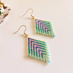 Modern Glass <b>Beads</b> Earrings with Turquoise Design and Cascading <b>Fringe</b> Unique Jewelry Gift From MS Handicraft - Product Image 5
