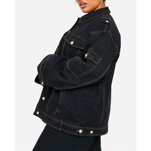 Chaqueta de mezclilla para mujer Vintage Loose Fit Color sólido Manga larga Casual Moda Prendas de abrigo Chaquetas - Product Image 4
