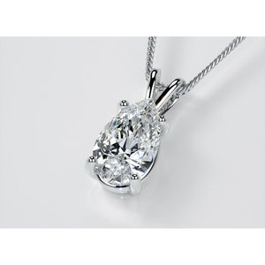 Ciondolo con Diamante Sintetico Certificato AGI da 2,00 CTW Taglio a Pera (F/Vs) in Oro Bianco 14K con Montatura a Tre Griffe e Cavo Regolabile - Product Image 5