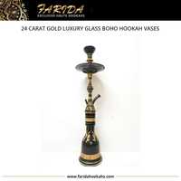 Nouveauté 2025 – Meilleure Qualité – Vase à Chicha Bohème en Verre Laqué Luxe Or Égyptien 24 Carats – Chicha Farida 30cm – Design Unique et Miniature