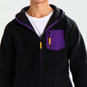 Veste polaire en tricot coupe-vent respirant pour hommes Logo personnalisé Polyester souple grande taille col montant imprimé d'hiver réversible - Product Image 3