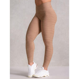 Dernier legging croisé chiné moka personnalisé Ceinture haute profilée Nouveau legging de gymnastique à la mode pour femmes vêtements de sport actifs - Product Image 1