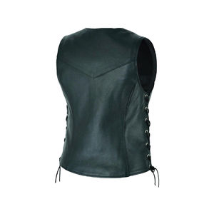 Chaleco de Motociclista de Cuero Genuino para Mujer, Invierno 2026, Venta Caliente, con Cordones Laterales, Bolsillos con Cremallera, Ecológico e Impermeable - Product Image 3