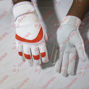 Adjustable Lightweight Durable Breathable Ambidextrous Hook Loop Closure Leather Baseball <b>Batting</b> <b>Gloves</b> Comfortable Short Cuff - Product Image 3