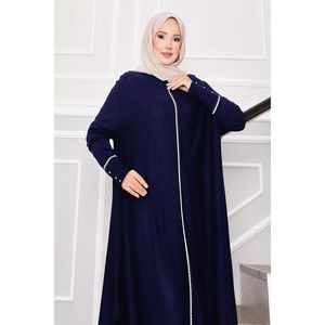 เสื้อถักลายทางสีน้ำเงินเข้มสง่างามมีกระดุมสำหรับฤดูใบไม้ร่วง - Product Image 2