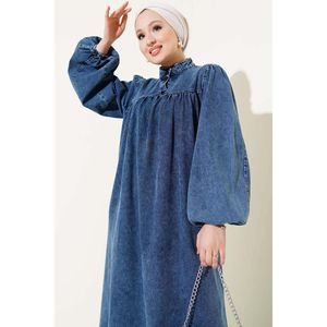 Robe en jean à manches ballon demi-boutonnées - Product Image 2