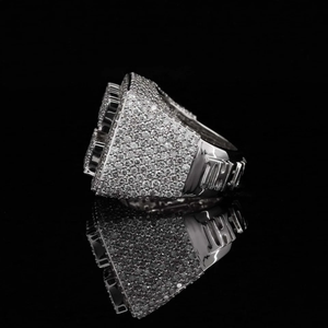 8.00 carats glacé personnalisé VVS Moissanite taille ronde diamant Hip Hop bague de fiançailles pour hommes en argent sterling 925 - Product Image 3