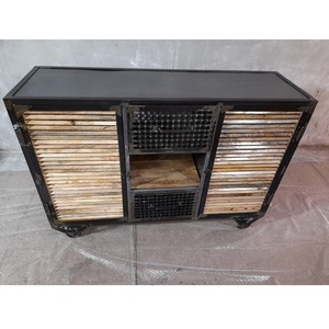 Aparador de Panel de vidrio de madera con mango de hierro de diseño Vintage Industrial moderno antiguo para comedor, muebles de Hotel, muebles de habitación - Product Image 2