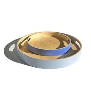 Ensemble de plateaux durables en fibre naturelle enroulée pour fête d'événement servant des plateaux solides en bambou filé pour aliments et boissons - Product Image 1