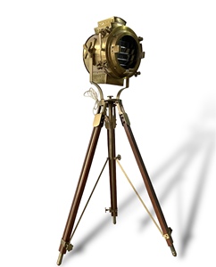 Premium Antique Style Spot Light With Adjustable Metal Head And Wooden Tripod Stand Industrial Floor Decor For Living Room - Product Image 3