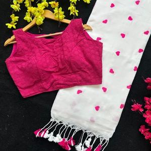 Sari en coton Khadi tendance avec broderie, au prix le plus bas, fournisseur de Surat, fabricant de mode féminine, en vente - Product Image 1