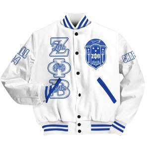 Zeta Phi Beta 1920 Fondateurs Jour Vie Grecque Bleu Blanc Varsity Letterman Veste Sororité ZPB Chenille Patch Manteau - Product Image 4