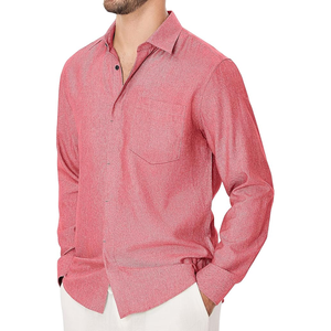 Camisa de vestir para hombre, camisa de ajuste Regular Stretch Stain Shield con botones para hombre, camisas transpirables teñidas en hilo para hombre - Product Image 2