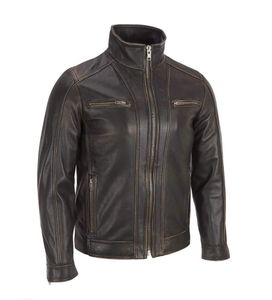 Veste en cuir véritable de concepteur décontracté de haute qualité Style classique Esprit Doublure respirante d'hiver Veste en cuir de motard OEM Pak - Product Image 3