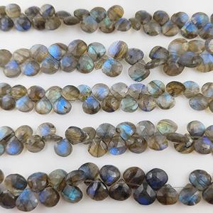 Cuentas de piedras preciosas en forma de corazón de labradorita natural, cuentas de ágata de piedra suelta para collar y fabricación de joyas - Product Image 4