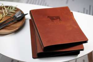 ร้านอาหารที่หุ้มเมนูหนังแท้ฝาปิดรายการไวน์ที่ทนทานซองใส่เมนูเครื่องดื่มแนววินเทจสำหรับ LMC-0123บาร์โรงแรม - Product Image 5