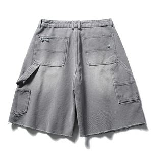 High Street Hommes D'été Vintage Denim Jean Shorts Respirant Lâche Travail Shorts avec Motif Solide Style Décontracté - Product Image 6