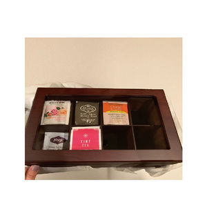 Boîte à thé en bois faite à la main : Coffret de rangement à 8 compartiments - Product Image 3