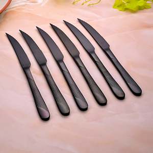 Nightfall Stainless Steel <b>Black</b> <b>Dinner</b> Knife <b>Set</b> of 6 - Product Image 1