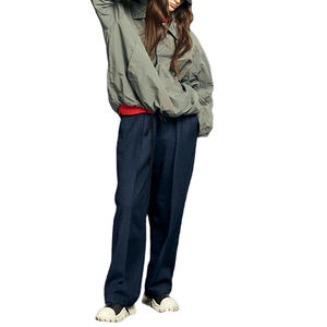 Sweat-shirt à capuche pour homme de haute qualité, à épaules tombantes, surdimensionné, en nylon lavé, fin, à demi-boutons - Product Image 4