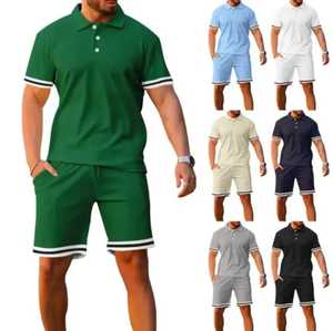 Conjunto de 2 piezas de camisa y pantalones cortos personalizados al por mayor, chándal de verano para hombre, ropa de calle con logotipo impreso personalizado, chándal corto para hombre - Product Image 3