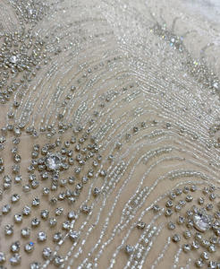 Tissu de mariage à paillettes stéréo, tissu de broderie en dentelle, robe de mariée de scène, fabricant de tissu indien - Product Image 2