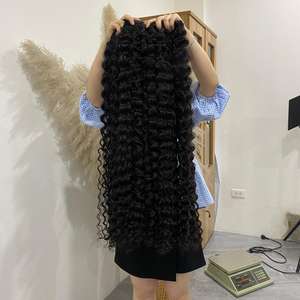 Superbes extensions de cheveux de trame de cheveux humains vietnamiens Super Double Drawn birmans bouclés 36 pouces, perruque de fermeture noire naturelle - Product Image 5