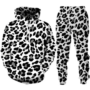 Conjunto de sudaderas para niños estampado 3D leopardo manchado niños niñas Sudadera con capucha + Pantalones dos piezas suelta manga larga pulóver sudadera ropa - Product Image 5