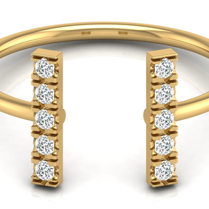 Vente en gros de bague manchette ouverte vintage pavé de diamants naturels 14 carats alliance minimaliste bague à empiler perle cadeau parfait pour les fêtes - Product Image 1