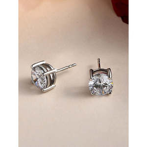 Pendientes de tuerca de diamante solitario de 3 quilates para mujer, joyería elegante y lujosa - Product Image 1