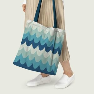 Ocean Waves Cotton Canvas Tote <b>Bag</b> Large Capacity Top Selling <b>Bag</b> For Swimming Item Store Carry <b>Bag</b> Shopping <b>Packaging</b> <b>Bags</b> - Product Image 3