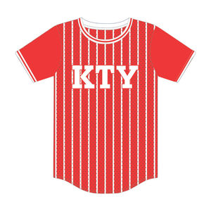 Camiseta de Béisbol Personalizada KAP con Rayas Rojas, 100% Poliéster, Malla, para Fraternidad, con Logos Bordados - Product Image 2