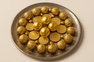 ถาดเสิร์ฟช็อคโกแลตโลหะสำหรับตกแต่งสีทองแปลงให้เป็นของขวัญในแบบของราชวงศ์รายละเอียดเปล่งประกายในการออกแบบ - Product Image 6